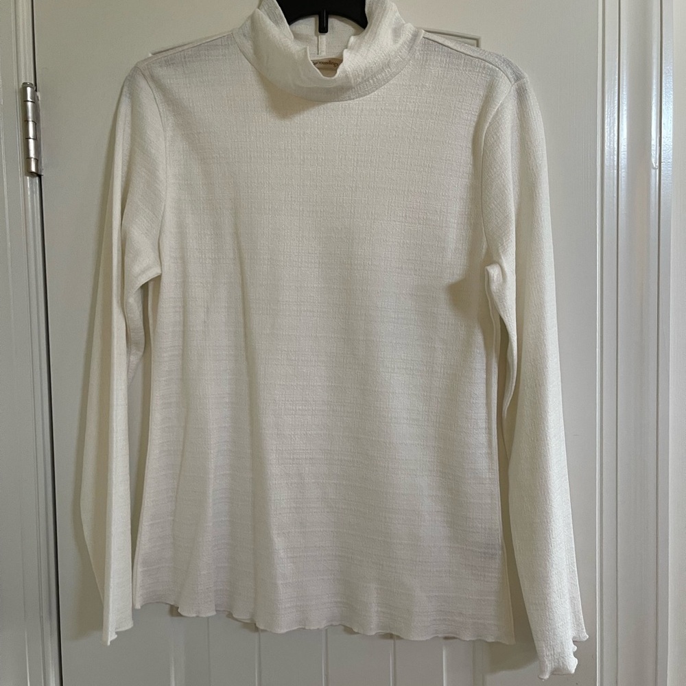 Soft Surroundings mock turtle neck with ruffles edges